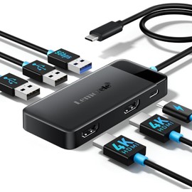 USB C Docking Station HDMI 2 6 in 1 USB C Hub Lemorele 4K@30Hz Dual HDMI Extended 2 Screen Output 100W PD Rapid Charge 5Gbps High Speed Data Transfer USB A3.0 *1+USB A2.0 *2 Compatible with