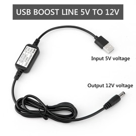DROK USB to 12v, 5v to 12v USB Boost Converter, USB Cable DC 5v Step Up to 12v, 1A Power Regulator Line with 5.5mm Port 1.2 Meter Length