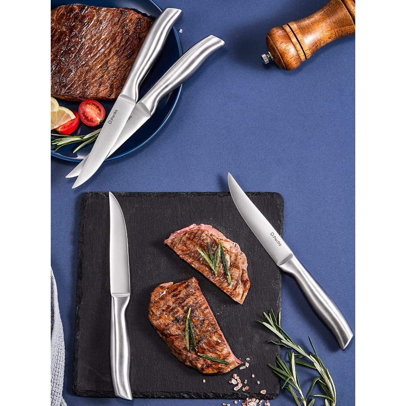D.Perlla Steak Knives, Super Sharp Straight Edge Steak Knife Set