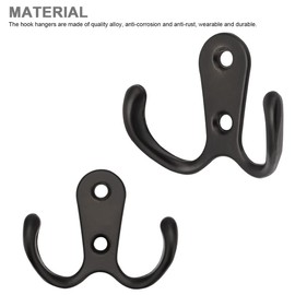 Wall Mounted Coat Hooks Heavy Duty Double Prong Wall Hooks Robe Hooks Utility Hooks with Screws for Wall Hanging Coats Hat Towel Scarf Bag Key Cap Cup (10 Pack, Black)