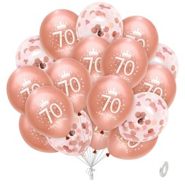 Womens 70th Birthday Balloons Rose Gold 70th Birthday Party Balloons for Women 20 Pack by Wonsta