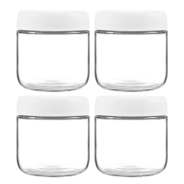 MOLADRI 4 Pack Glass Clear Storage Canister with Airtight Lid,