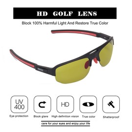 maivnz High Definition Golf Ball Finder Sport Glasses for Men Women Golf Sunglasses Golf Glasses Golf Sports Eyewear MZ861, 865 Black Frame Green Golf Lens, conventional