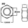 M8 Hex Nuts 8mm Metal Steel Sheet Zinc Plated Nut