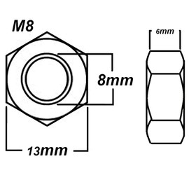 M8 Hex Nuts 8mm Metal Steel Sheet Zinc Plated Nut Width 13mm Pack of 40pcs