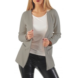 501 Women's Long Blazer (A-15) - gray Plain, size: xl
