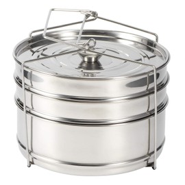 QANYEGN 3 Tier Stackable Insert Pans, Stainless Steel 3 Tier Insert Pans, Pressure Pot Cook Accessories for Cook Food Pressure Pot Accessories