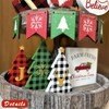 13Pieces Christmas Tiered Tray Decor,Believe Merry Christmas Wooden Signs&Buffalo Plaid