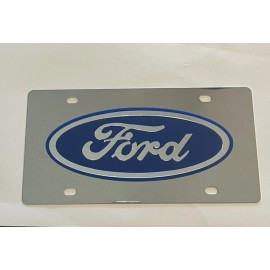 Eurosport Daytona Ford Logo Oval stainless steel vanity license plate tag RAISED 3-D LOGO