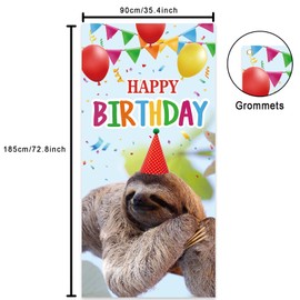 Sloth Banner Backdrop Background Photo Booth Props Realistic Lifelike Adorable Animal Folivora Jungle Theme Decor for Safari Wild One 1st Birthday Party Baby Shower Favors Supplies Decorations