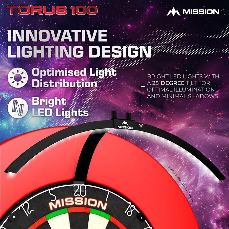 Mission Darts TOR100 Torus 100 | Dart Board LED Folding