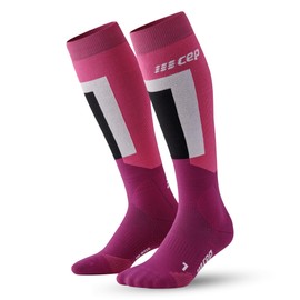 CEP - Long Ski Socks with Compression for Women, Improved Blood Circulation, Faster Recovery, Bubble-Free & Durable - Lightweight Ski Socks for Beginners and Advanced Users, Pink / purple