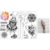 2 Sheets Temporary Flower Tattoo Mandala Tattoo Hand Tattoo Fake