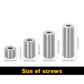 Dysdensa 16mm Weight Bolt for Pool Cue Stick Set of 4, 0.5/1/1.5/2 oz, Packed with 6mm T-Handle Hex Screwdriver, Made from 304 Stainless Steel, Customized Your Cue Balance (Set of 4)