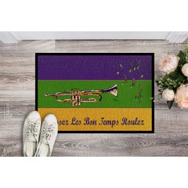 Caroline's Treasures 8382MAT Mardi Gras Doormat 18x27 Front Door Mat Indoor Outdoor Rugs for Entryway, Non Slip Washable Low Pile, 18H X 27W