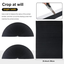 Macarrie 4 Pack Arch Window Pleated Blinds Light Filtering Pleated Shades Blackout Half Circle Window Shade Arched Window Coverings Arched Curtains, Easy to Cut & Install, 72 x 36 Inch (Black)