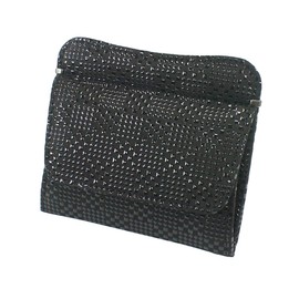 Indenya 1208-01-167 Purse, Coin Purse, G Deer Leather, Black Background x Black Lacquer, Chequered Petite, black