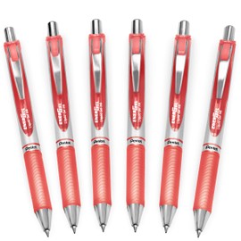 Pentel EnerGel XM BL77 - Retractable Liquid Gel Ink Pen - 0.7mm - 54% Recycled - Coral - Pack of 6