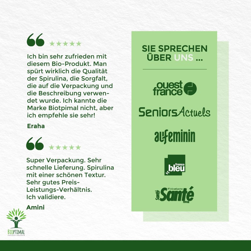 Organic Spirulina - BCAA Iron Vitamin A 65% Protein 17%