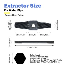 Screw Extractor, Dual Use Water Pipe Screw Removal Tool, 1/2, 3/4 Inch Valve Faucet Damaged Water Pipe Removal Tool