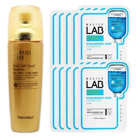 Tony Moly Intense Care Gold 24K Snail Emulsion + Master Lab Hyaluronic Acid Mask Sheet 10 sheets free / 토니모리 인텐스 케어 골드 24K 스네일 에멀전+마스터랩 히알루론산 마스크시트 10매 증정