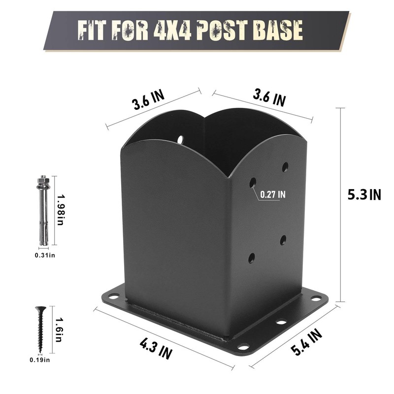 4x4 Post Base 8 Pcs,(Inner Size 3.6x3.6) Wood Fence Post