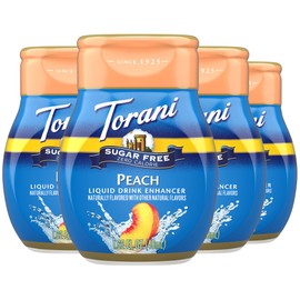 Torani Sugar Free Peach Liquid Drink Enhancer, Water Flavoring 4-Pack, 1.62 Oz Ea