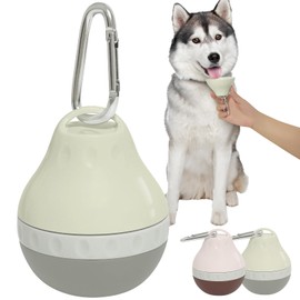 Portable Dog Water Bottle with Hanging Buckle for Dog Outdoor Activities, 200ML Leak-Proof Dog Food Storage Container with Foldable Silicone Body & Easy-Clean Design, Grey