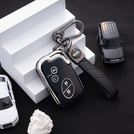 Flensent Key Fob Cover with Keychain for Lexus RX350 RX450 GX460 LX570 CT200h 2009-2015 (Black)