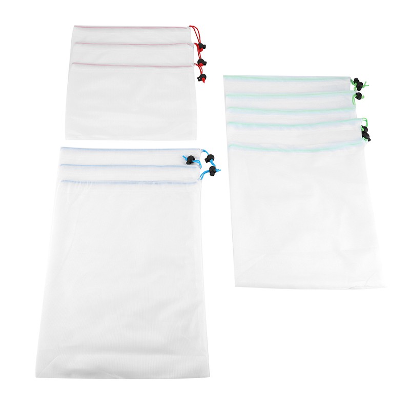 11Pcs Reusable Drawstring Mesh Bags Fruit Vegetable Sacks Storage Toys