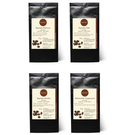 4 x Espresso Gift Set Tasting Set - Espresso Light, Espresso Dark, Espresso Premium, Italian Cappuccino - Espresso Coffee Set Ground - 4 x 75 g