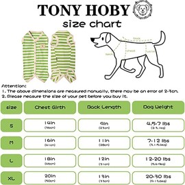 TONY HOBY Dog Pyjamas, Summer Sleeveless Dog Jumpsuit with Stripes (Green Stripes, M)