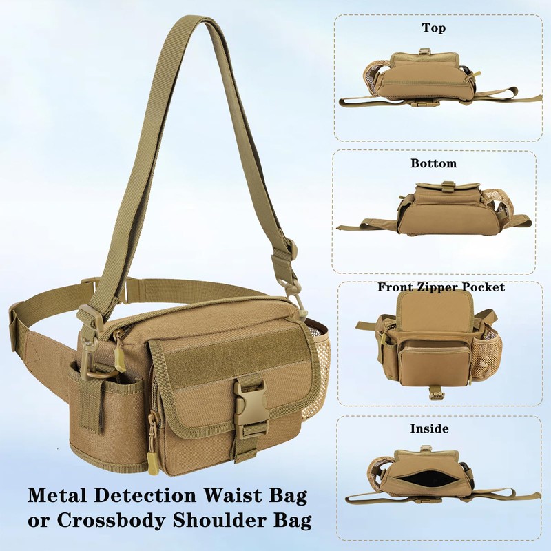 Metal Detecting Waist Bag with Kettle Sleeve Elastic Net，Portable Find
