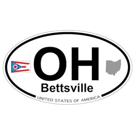 US Decal, Inc. Bettsville, Ohio Oval Sticker with State Flag