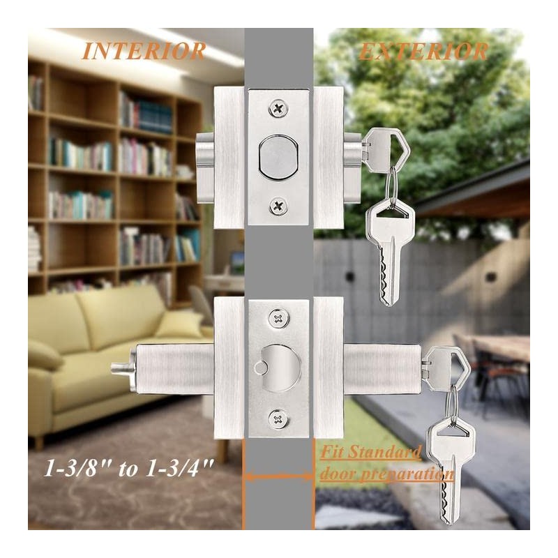 Probrico Square Entrance Lever with Double Cylinder Deadbolt Set Keyed