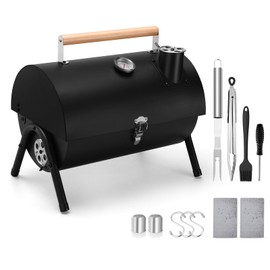 Portable Charcoal Grill Set of 12, Leonyo Tabletop Charcoal Grills, Compact Small BBQ Grill with Griddle Accessories for Outdoor Camping, Patio, Backyard, Beach, RV Traveling