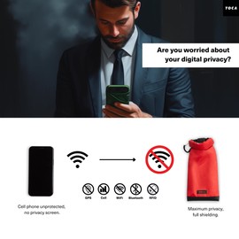 TOCA No Signal Sleeve - RFID Blocking Faraday Bag, Keyless Go & Smartphone/Laptop Protection, Data Privacy Shield, Water-resistant, Compact Red