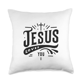 Jesus Loves You Inspirational Christian Faith Message Throw Pillow