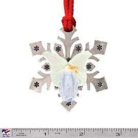 Hand Painted Angel Hanging Snowflake Ornament Gift for Christmas Holiday Trees and Wreaths - Made in United States - SKU AP101BSF