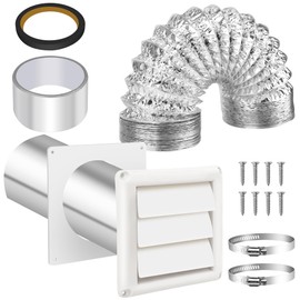 4 Inch Dryer Vent Kit Through Wall with Hose/Duct Connector/Wall Plate, Dryer Vent Hose Connector Wall Ducting Kit for Bathroom Ventilation Fans Exhaust,Ceiling Washer Air Circulation Coldairsoap