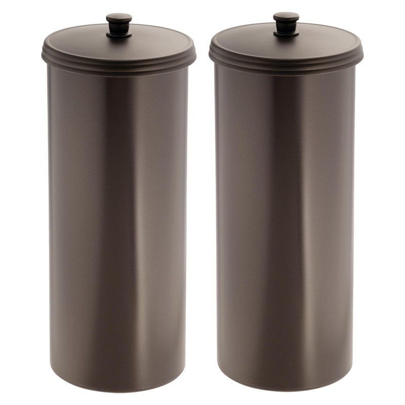 iDesign Freestanding Bathroom Toilet Paper Storage Holder with Lid for