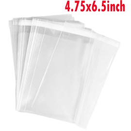 Erioctry 100 Pcs 4 3/4 X 6 1/2 Inch Clear Automatic Sealing Cello Cellophane Bags Food Safe Self-Sealing Resealable Treat Bags Good for Bakery Candy Chocolate Candle Cookie Poly Bags