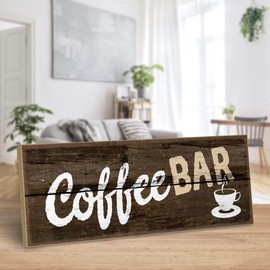 ARTFAVES® Wooden Sign with Saying Coffee Bar Shabby Chic Vintage Sign Decorative Gift for Coffee Espresso Size: 28 x 10 cm