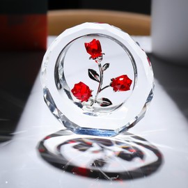 Crystal Rose Birthday Present for Women Popular K9 Crystal Red Rose Gift Rose Bouquet Rose Figurine Wedding Anniversary Present Wedding Anniversary Gift Valentine's Day Gift for Her Wife Mother