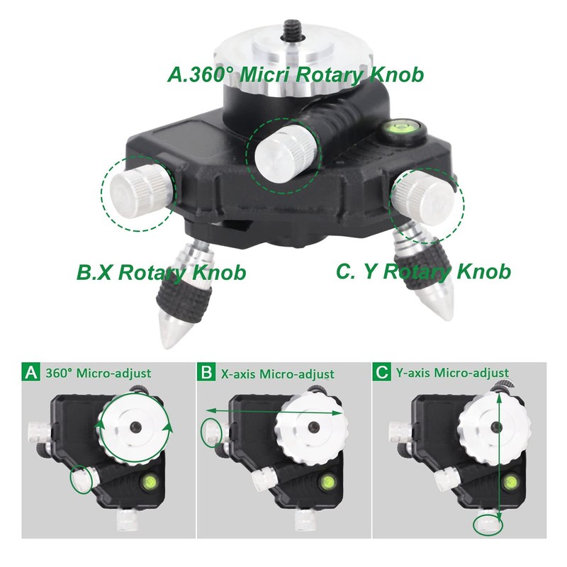 Tyenaza Laser Level Adapter, 360 Degree Metal Swivel Base, Tripod
