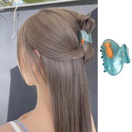FRUZJAY Goldfish Hair Claw Clips Fishbowl Hair Clips Acrylic Hair Catch Barrette Ocean Bubble Goldfish Hair Accessories Non Slip Strong Hold Hair Jaw Clamp Summer Beach Styling Jaw Clip for Women