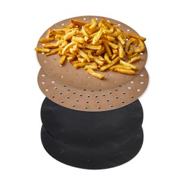 Tower TLINER1 4 Pack of Round Air Fryer Liners, Suitable for Air Fryers between 2 Litre and 4 Litre, Non-Stick, Reusable, Gold & Black
