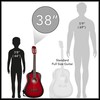 Ashthorpe 38-inch Beginner Acoustic Guitar Package (Red), Basic Starter Kit