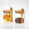 Airtight Glass Jars With Bamboo Lids And Spoons, 17oz Glass