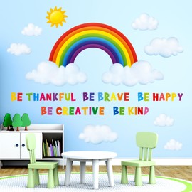 DECOWALL SG-1713 Rainbow and Clouds Kids Wall Stickers Decals Peel and Stick Removable for Nursery Bedroom Living Room Art murals Decorations